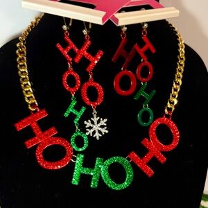 Betsey Johnson "Ho Ho Ho" Necklace and 2pair of Matching Earrings